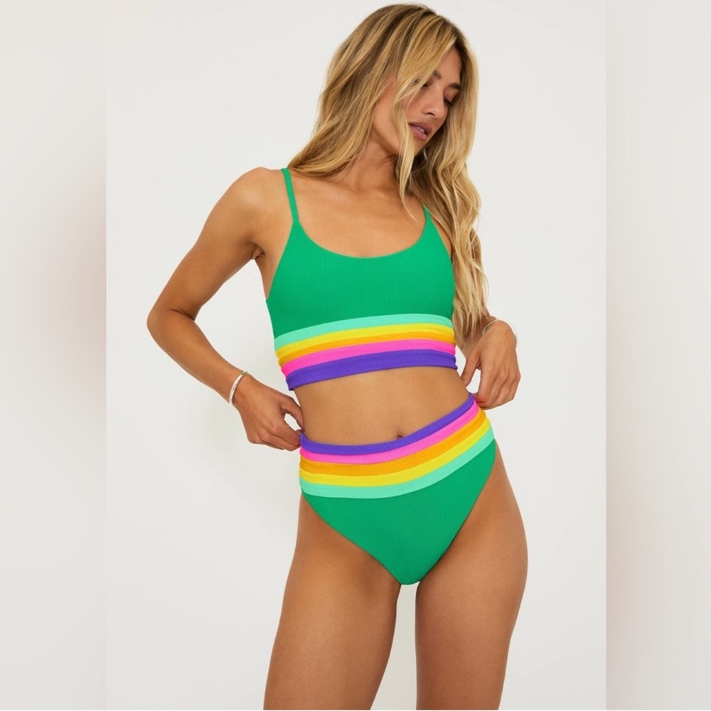 NWT Beach Riot Millie Ribbed Colorblock High
Waisted Swim Bottom - Picture 5 of 11